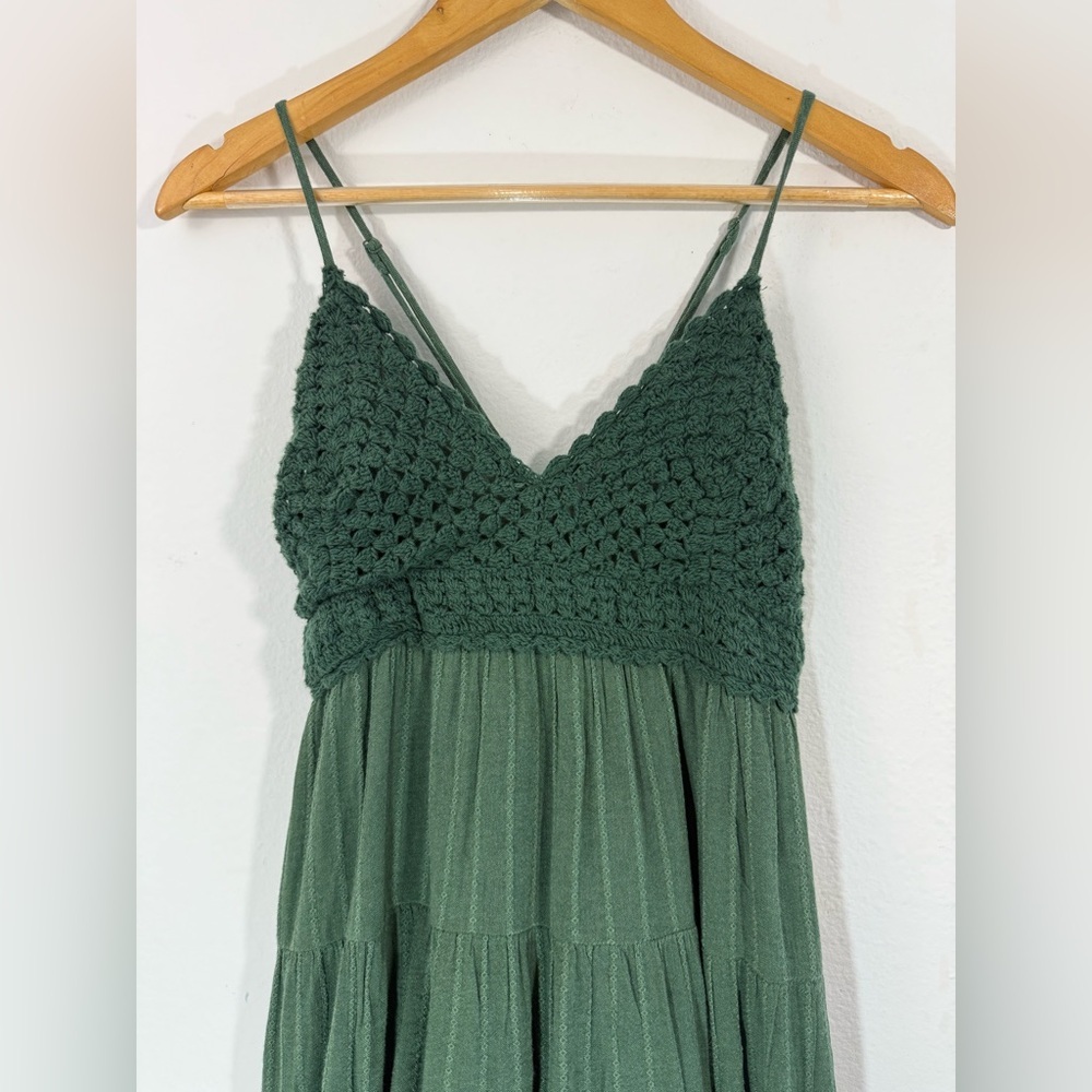NWT Aerie Textured Crochet Mini Sundress Sycamore Size Medium - Picture 8 of 12
